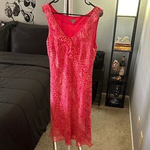 Ann Taylor Vibrant Size 14 Pink Dress Leopard Accents
